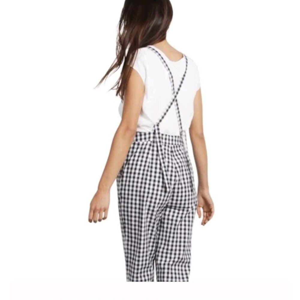 Mod Ref Black White Gingham Plaid Overall Jumpsuit size Small Skater The Blake